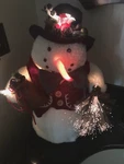Vtg Puleo Fiber Optic Color Changing Snowman Christmas Tabletop Treetopper 12". Fixed Price $34.00.