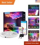 Adjustable 16.4 Ft Smart Led Strip Lights With Remote - Perfect For Celebrations. Fixed Price $17.99.