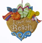 Kurt S. Adler Love The Beach Sandals Sunglasses Shells Christmas Ornament. Fixed Price $12.99.