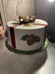 Holly Berry Footed & Dome Cake Plate Stand Ceramic Hand Painted Christmas. Fixed Price $33.00.