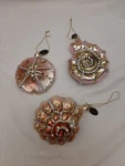 Katherines Treasures Of Sea Encrusted Shell Christmas Holiday Ornaments Set 3. Fixed Price $49.00.