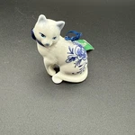 Porcelain Delft Blue Cat Christmas Ornament Set J0936. Fixed Price $9.00.