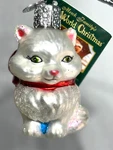 Old World Christmas Glass Ornament White Kitten Kitty Cat Red Bow Mini 3 X 2. Fixed Price $19.99.