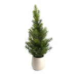 Artificial Faux Pine Tree Plastic Grey Pot 21" Centepeice Holiday Cor. Fixed Price $39.99.