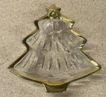 Christmas Tree Shaped Crystal Gold Trim Candy Dish Vintage Studio Nova. Fixed Price $12.50.