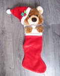 Vtg Smithy Stuffed Plush 3D Santa Teddy Bear Christmas Stocking Red Brown Y1225. Fixed Price $29.97.