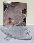 Vtg Indiana Glass Christmas Tree Plate Platter Tray 12" Embossed Clear W/ Box. Fixed Price $10.00.