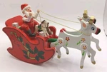 Santa's Sleigh & Reindeer Wooden Musical Santas World Kurt Adler Christmas. Fixed Price $25.00.