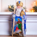 Santa With Nativity Scene Hand Carved Christian Christmas Figurine Home Decor. Fixed Price $234.00.