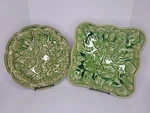 Vtg 12" Elements Ceramic Green Fruit Cabbage Vine Square/round Serving Platter. Fixed Price $34.99.