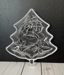 Home Beautiful Japan Etched Crystal Christmas Tree Bells Poinsettias Candy Dish. Fixed Price $16.00.