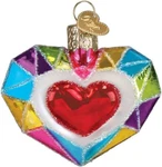 3" Faceted Heart Blown Glass Valentines Decoration Christmas Ornament #30074. Fixed Price $25.99.