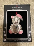 Harvey Lewis Baby's First Christmas 2025 Bear Ornament Pink Silver Crystal Metal. Fixed Price $10.00.