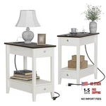 Farmhouse End Tables Living Room Set Of 2, Narrow Side Pack Brown/white. Fixed Price $206.95.