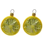 Slice Of Lemon Citrus Fruit Polish Glass Christmas Tree Ornament Food Set 2. Fixed Price $44.98.