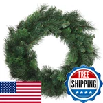 Floral Home Deluxe Evergreen Pine Wreath 24 Wide 150 Lifelike Tips. Fixed Price $41.01.