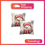 Kwlegh Christmas Snowman Pillow Covers 16X16 Set Of 2 Lovely Red With Ca. Fixed Price $21.05.