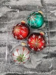 Christmas Ornaments Baubles Snowflake Glass Glitter Krebs Holiday Set Of 4. Fixed Price $17.99.