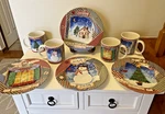 Hallmark Home Collection Christmas Cups & Plates Set Of 4 Patchwork Country. Fixed Price $45.77.