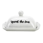 Boston Warehouse White Lidded Butter Dish, Spread Love. Fixed Price $19.03.