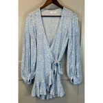 Capulet Sienna Wrap Dress Light Blue White Size Medium Cottagecore Rare Colorway. Fixed Price $40.00.