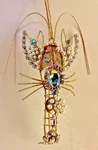 Pottery Barn 8X5 Inch Gold Jeweled Lobster Coastal Christmas Ornament. Fixed Price $25.00.