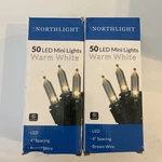 Northlight 50 Warm White Led Mini Christmas Lights 4" Spacing Brown Wire. Fixed Price $9.50.