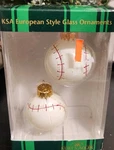 SET/2 Kurt Adler European Style Glass Christmas Ornaments New Baseball 1 ". Fixed Price $15.89.