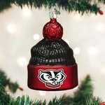 Wisconsin Badgers Glass Christmas Ornament - Beanie. Fixed Price $19.95.