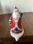 Vtg Kurt Adler Santa Snowman Christmas Holiday Stocking Hanger Holder Iron Base. Fixed Price $15.98.