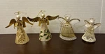 Vintage Lot Of 4 Angel Christmas Ornaments Horn Harp Gold Trim Pearl Head. Fixed Price $17.99.
