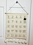 Advent Calendar White Felt Pockets Christmas Tree Piece Wall Hanging 22.5" X 16". Fixed Price $17.95.