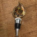 Gorgeous Sculptured Glass Wine Bottle Topper - Swirl Leaf Shaped Amber Colored. Fixed Price $12.95.
