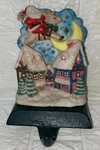 Kurt Adler Christmas Stocking Holder Santa And Reindeer Flying Over Houses. Fixed Price $18.99.
