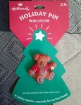 Hallmark Christmas Holiday Teddy Bear Red Sweater With Star Pin New On Card. Fixed Price $7.00.