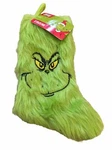 Dr. Seuss Grinch Furry Fuzzy Christmas Stocking Green Holiday Decor 9.5". Fixed Price $14.99.