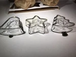 Vintage Holiday Gold Indiana Glass 3 Piece Party Set Tree Star Bell Candy Dish. Fixed Price $24.00.