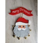 Wooden Merry Xmas Santa Claus Bell Sign Hanging Ribbon Home Decor. Fixed Price $19.75.
