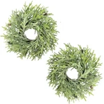 Artificial Christmas Wreaths 2PK, 15" Evergreen Flocked Greenery, Indoor Outdoor. Fixed Price $34.99.