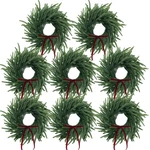 Suncalla 8 Sets 12 Inches Christmas Front Door Pine Wreath Red Bow Norfolk. Fixed Price $101.65.