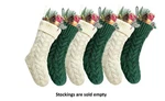 6 Pack 18" Christmas Stockings Green & Ivory Double Side Knit Rustic New Kunyida. Fixed Price $24.99.