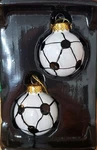 Set Of 2 Small Soccer Ball Gift Boxed Glass Christmas Ornaments By Kurt Adler. Fixed Price $11.99.