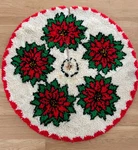 Vtg Poinsettia Latch-hook Christmas Tree Skirt 38" Round Holiday Decoration. Fixed Price $19.99.