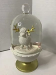 Poodle Rare Opalhouse Water Globe Gold Antlers Pink Glitter Pedestal Christmas. Fixed Price $34.99.