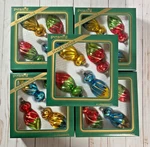 Five Boxes (20 Total) Vintage Pyramid Hand Crafted Christmas Ornaments 4" Glass. Fixed Price $59.99.