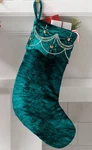 Wondershop Target Velvet Christmas Stocking Sequin Embroidered Cuff Green 18". Fixed Price $24.99.