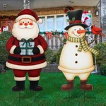 2 Pack Christmas Yard Stakes Metal 3D Boy And Girl Sign Snowman. Fixed Price $43.99.