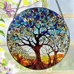 Stained Glass Window Hanging, Laoweiki 8'' Tree Of Inches, Life. Fixed Price $41.09.