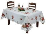 Holiday Christmas Santa Reindeer Poinsettia Winter Tablecloth With Napkins White. Fixed Price $89.99.