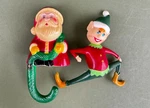 80'S Sun Hill Industries Hard Plastic Santa & Elf Christmas Stocking Holders Set. Fixed Price $19.99.